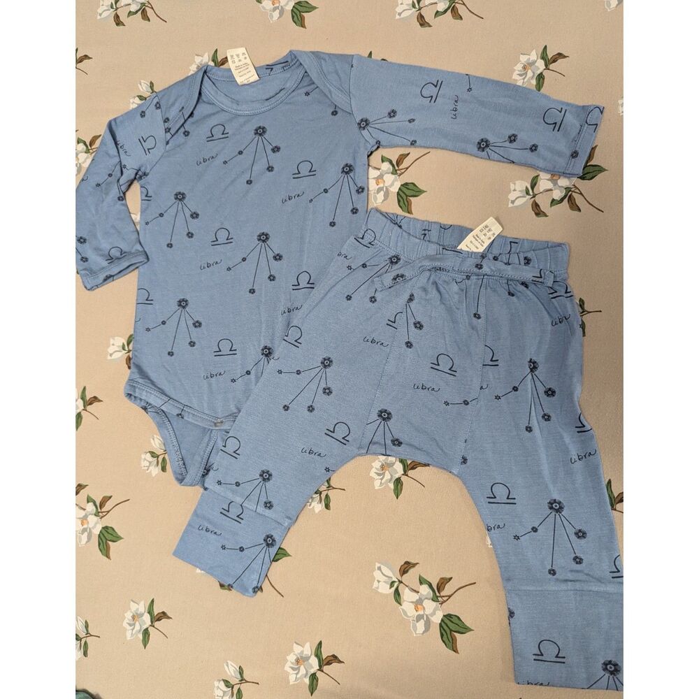 Kate Quinn Libra LS Bamboo Bodysuit & Panda Pants size 6-12 Months